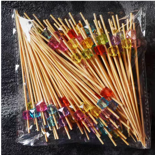 Flower Stick Cocktail Decoration Wine Stick Disposable Fruit Stick KTV Fruit Stick Creative Bamboo Stick