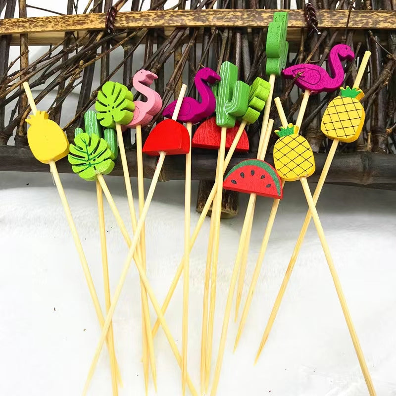 Disposable Fruit Stick Bamboo Stick Flower Stick Creative Art Toothpick Cocktail