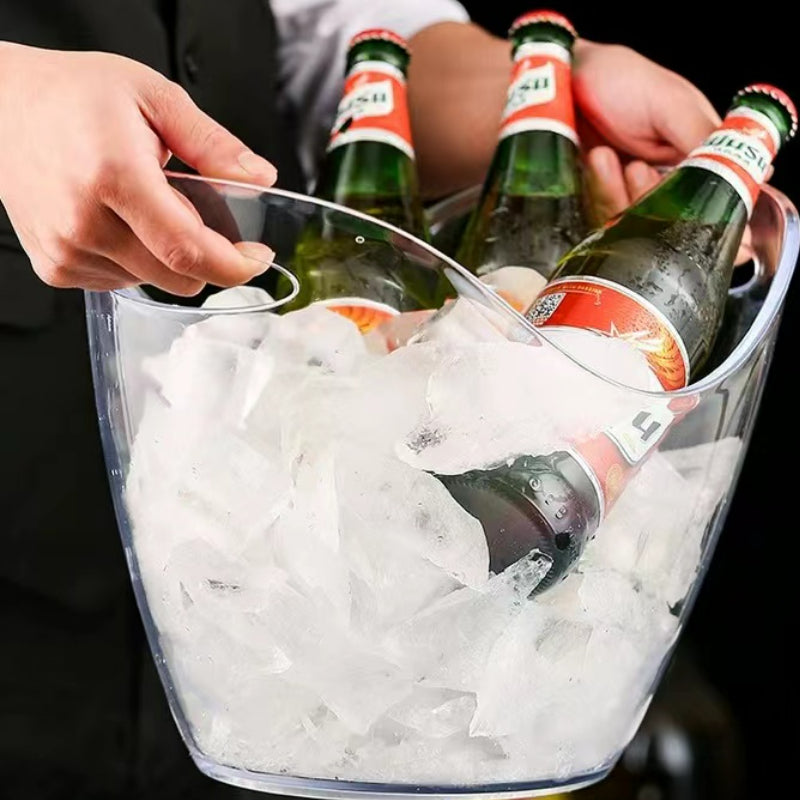 6 Color Optional Bucket Customizable Logo White Acrylic Ice Bucket with Handles Beer Plastic Ice Buckets for Party