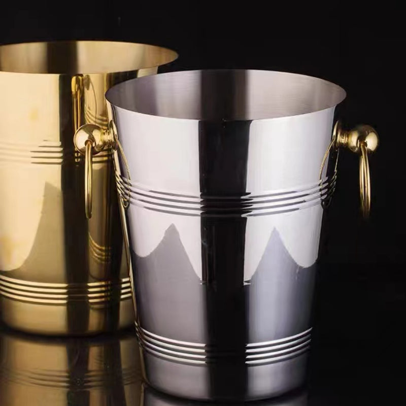 Wholesale Catering Cool Bar Ice Bucket Silver Plated Champagne Bucket Stainless Steel Wine Ice Bucket for Bar