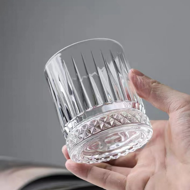 Antique Stripe Whisky Glass Cups Home Bar Party Vodka Brandy Whisky Round Transparent Beer Glass Cups
