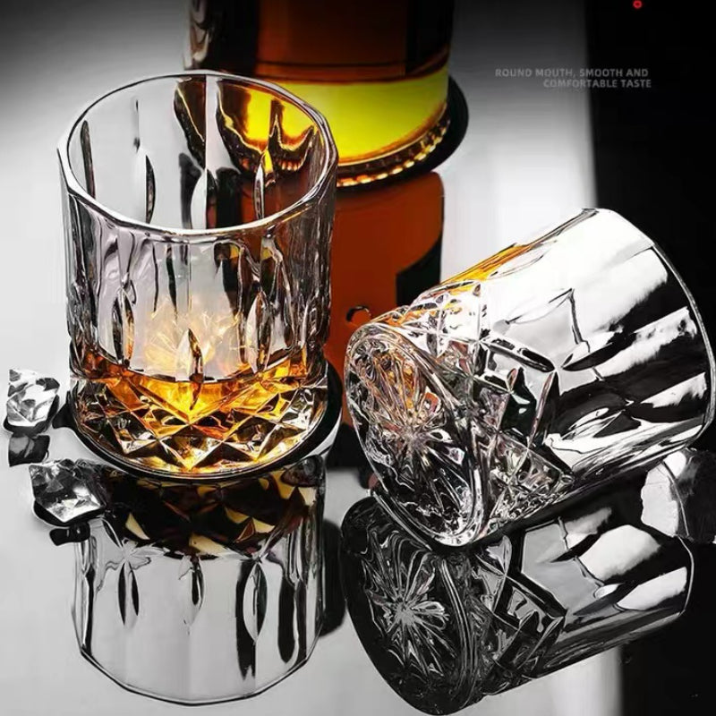 Crystal Striped Whisky Glass Tumbler Cup Personalized Bar Vodka Shot Glasses