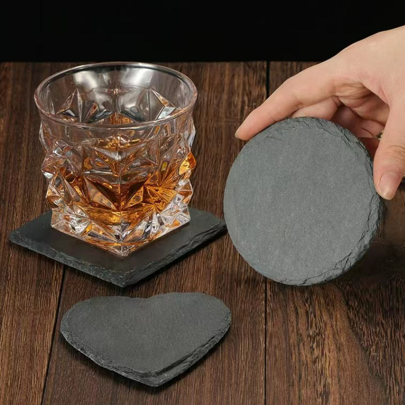 Customized Logo Coasters Home Decoration 100% Natural Coasters Coffee Mug Whiskey Glasses Coasters Black Round Square Slate Coasters