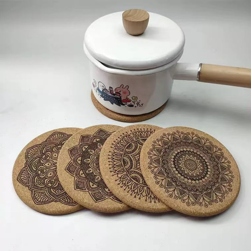 Moroccan Style Coasters Geometric Print Pattern Cork Coasters Absorbs Water Coasters
