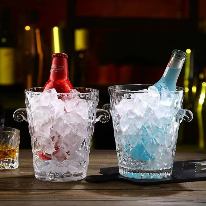 Glass Binaural Sunflower Ice Bucket for Bar