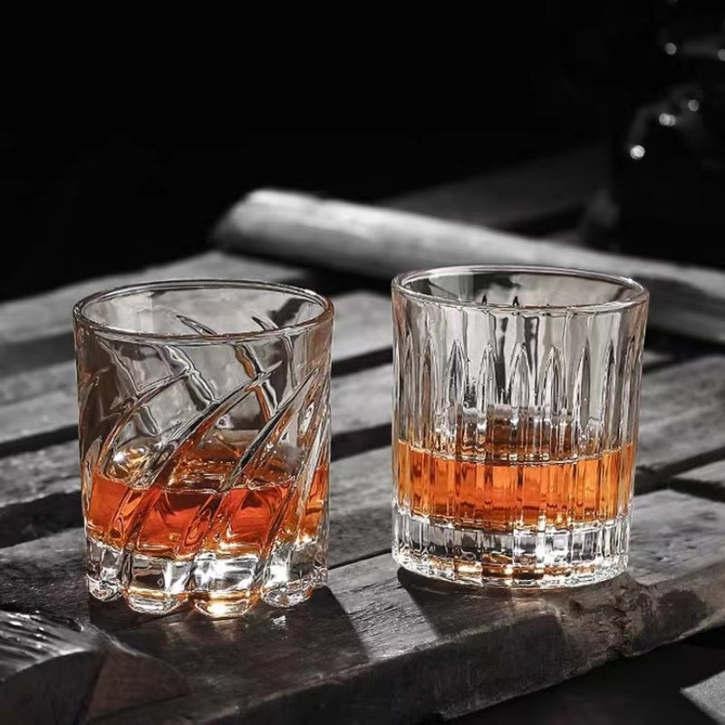 Unique Drinking Wine Glass Cup Whisky Glass Cup Striped Engraved Rock Glasses Whiskey Cup