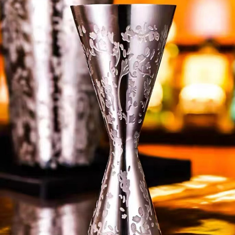 Elegant Design Measuring Cup Double Jigger Leaf Carved Jigger