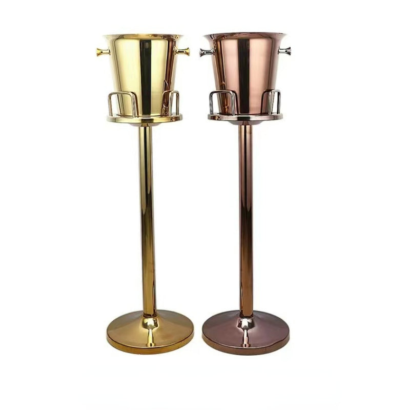 Wholesale Hotel Catering Ice Bucket Gold Stainless Steel Beer Ice Bucket Wares Nightclub Buffet Wine Cold Copper Metal Bucket