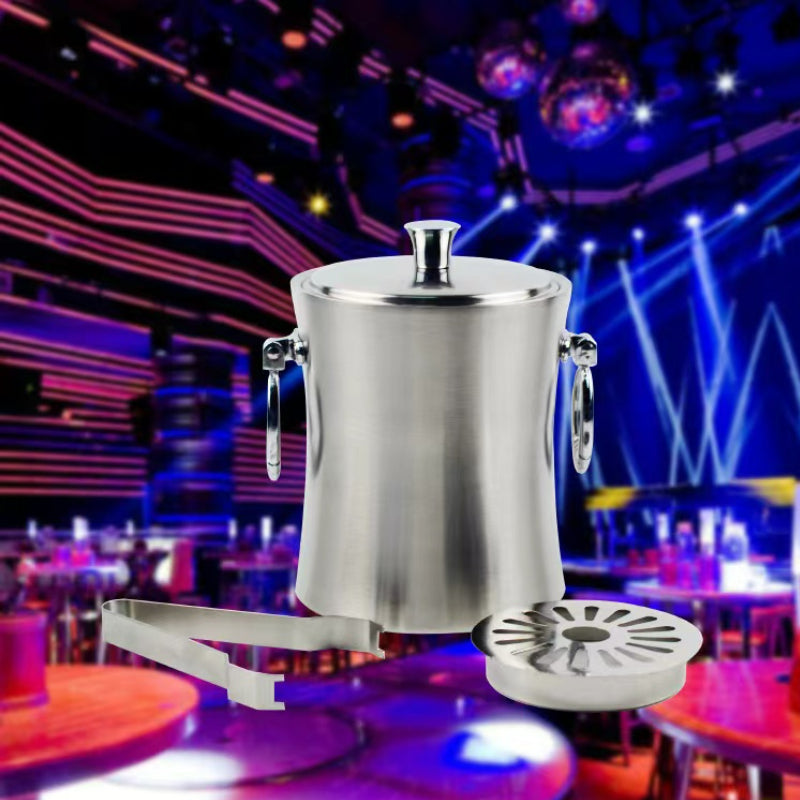 Custom Large Insulated Ice Bucket Stainless Steel Champagne Wine Beer Ice Bucket with Lid Tongs