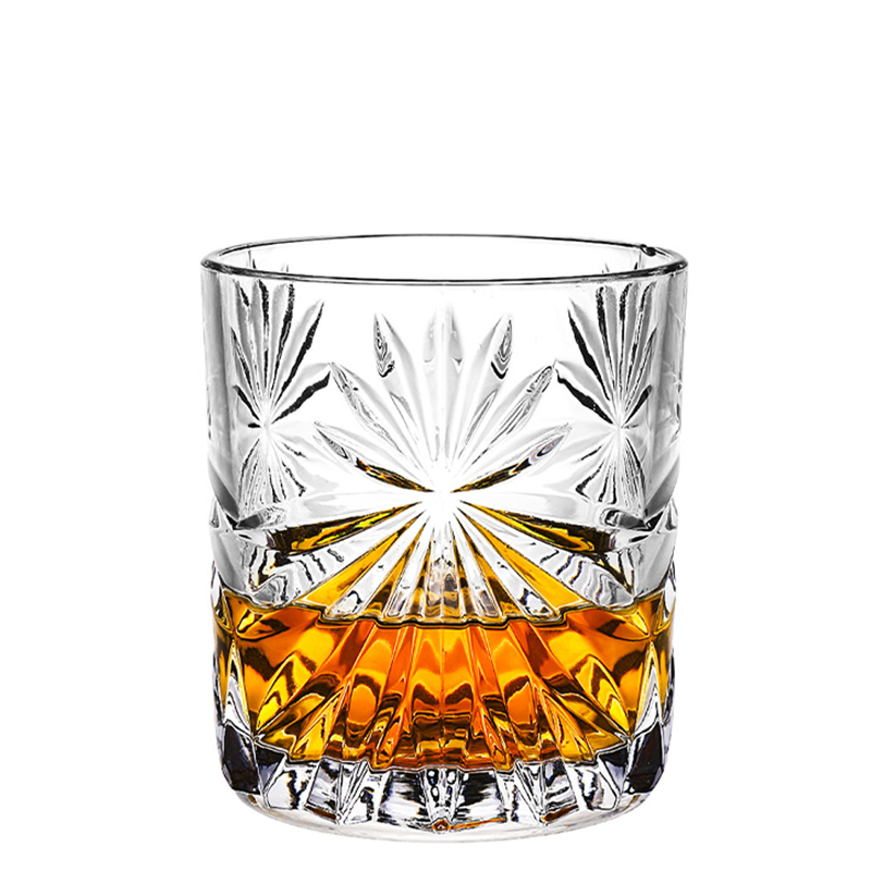Delicate Lead-free Glass Crystal Bar Home Use Ice Flower Cup Glass Tumbler Whiskey Glass