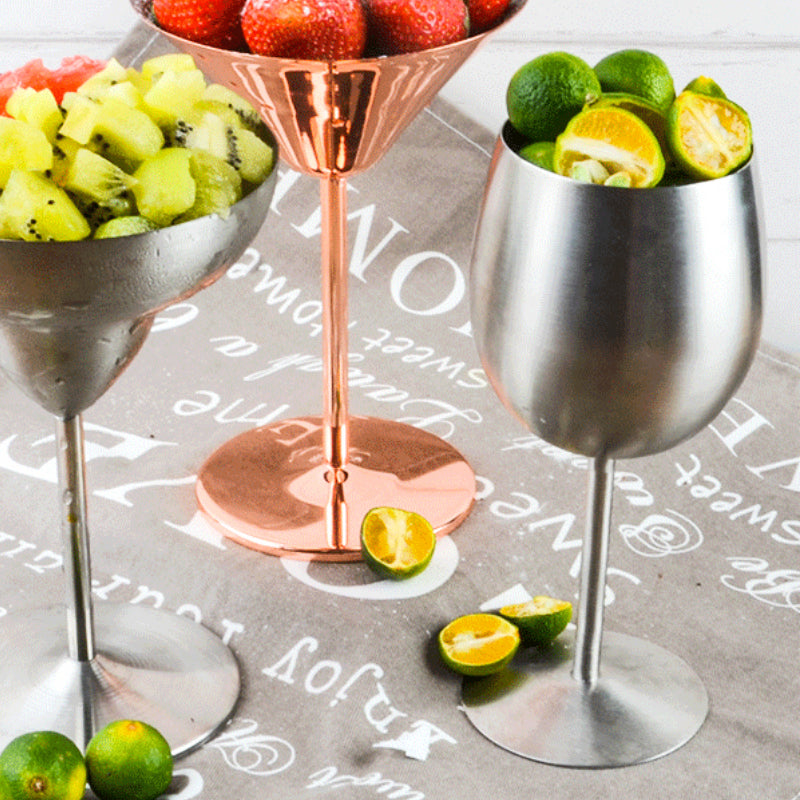 High Quality 250ML Silver Stainless Steel Wine Glass for Cocktail Martini Margarita