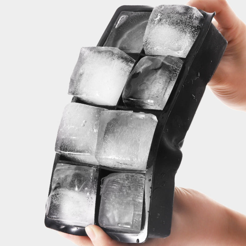 Ice Cube Tray With Lids Large Size Silicone Flexible 8 Cavity Ice Maker, Bar Mix silicone ice cube tray ice Box with Lid