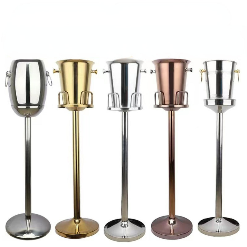 Stainless Steel Ice Bucket with Rack Wine Chiller Bottle Bucket Champagne Beer Ice Barrel Ice Rack Set