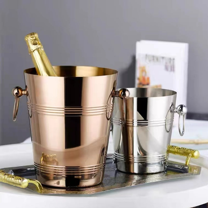 Wholesale Catering Cool Bar Ice Bucket Silver Plated Champagne Bucket Stainless Steel Wine Ice Bucket for Bar