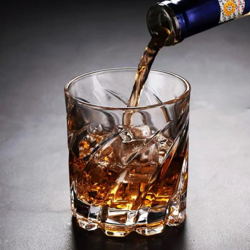 Unique Drinking Wine Glass Cup Whisky Glass Cup Striped Engraved Rock Glasses Whiskey Cup