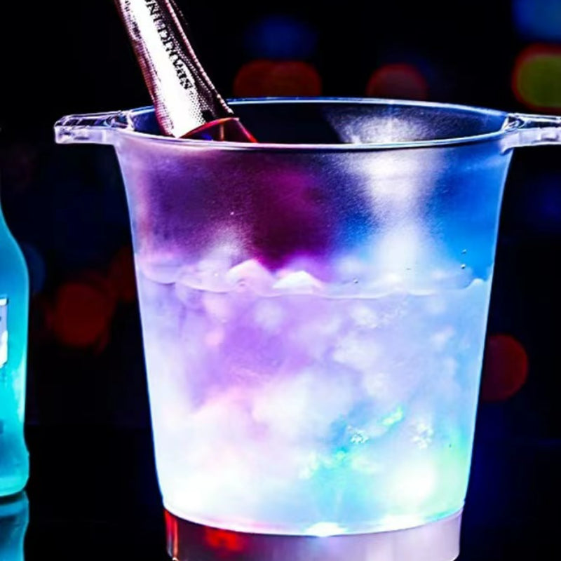 Special LED Glowing Ice Bucket Bar Wine Set Transparent Champagne Beer Bucket Cooler Holder Plastic LED Ice Bucket