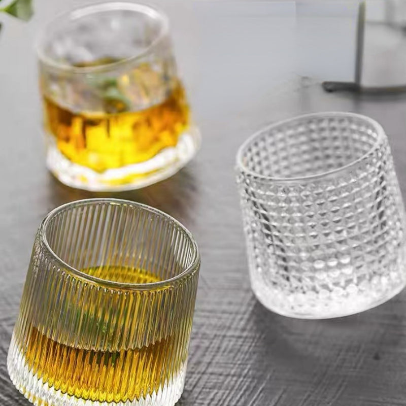 160ML-Thickened Rotating Crystal Glass Wine Glass Whisky Glass Creative Personality Wine Tumbler Cup