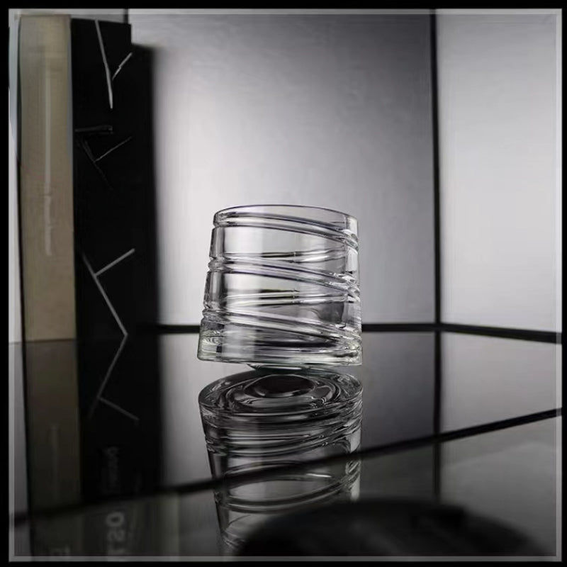 250ML-Creative Carving Thickened Rotating Crystal Glass Whiskey Glass Tumbler Glass