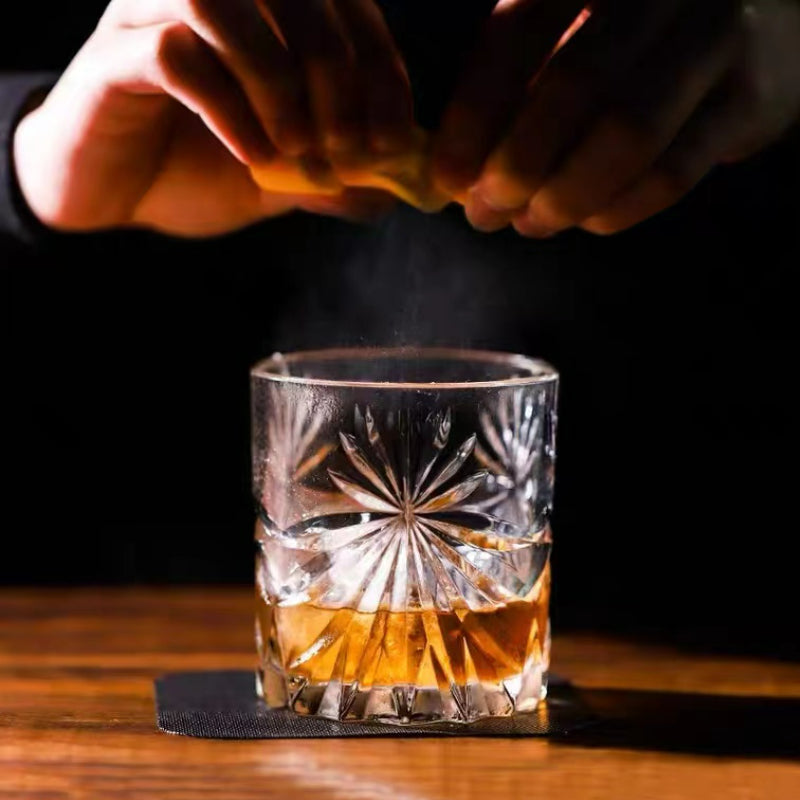 Delicate Lead-free Glass Crystal Bar Home Use Ice Flower Cup Glass Tumbler Whiskey Glass