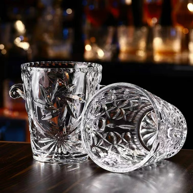 Glass Binaural Sunflower Ice Bucket for Bar
