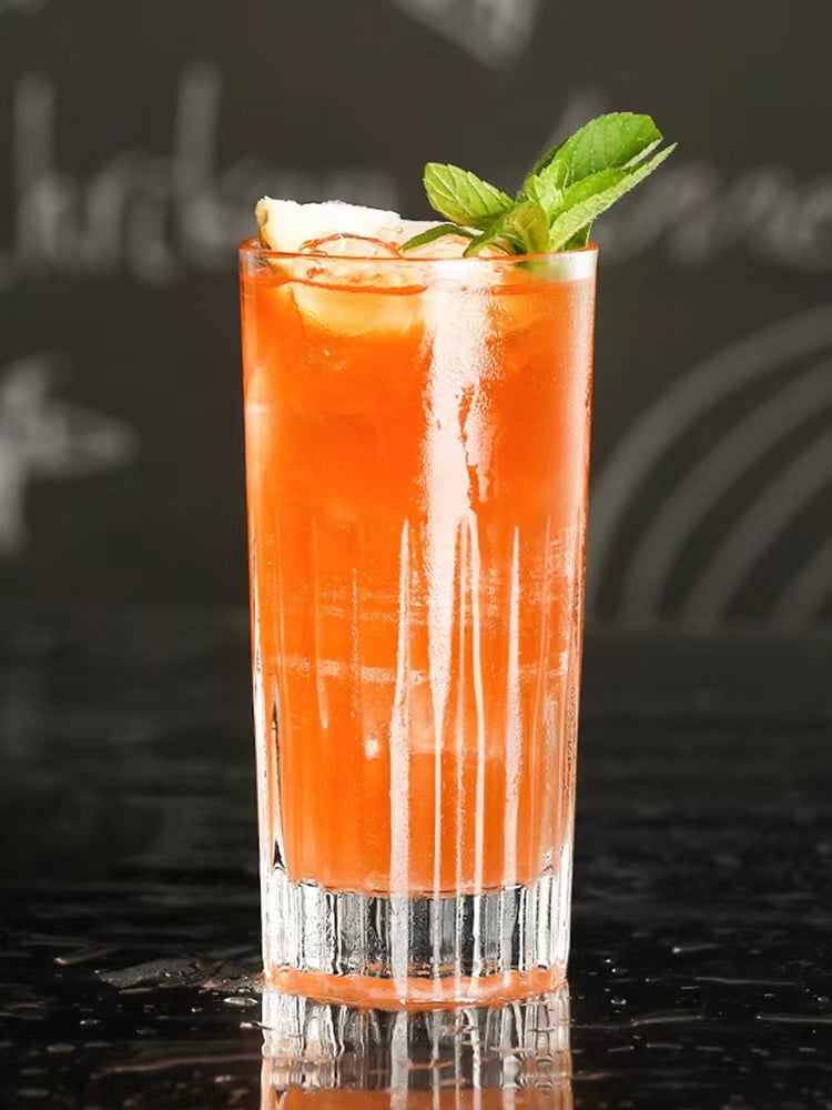320ML-European Retro Embossed Cocktail Glass Long Island Ice Tea Cup Glass Long Drink Cup Collin Cup Carved Cup Juice Cup