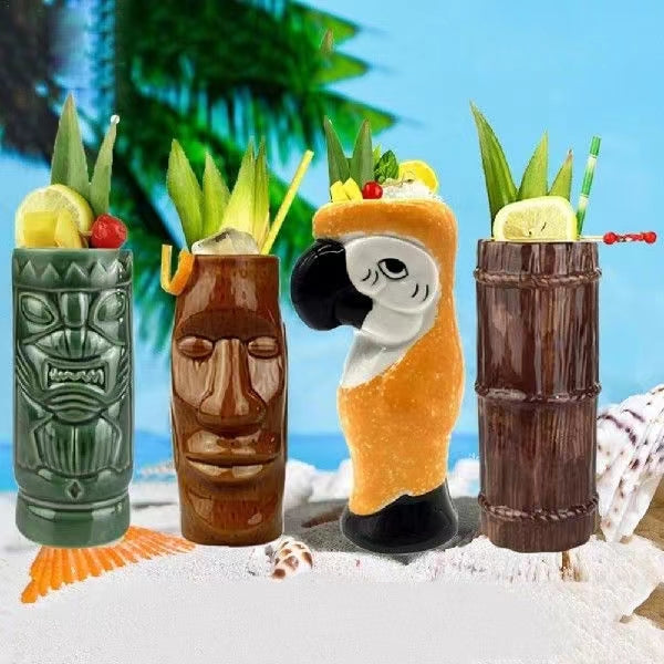 Cute Parrot Cup - Animal Cartoon Shape Ceramic Cocktail TIKI Cup Personality Vase