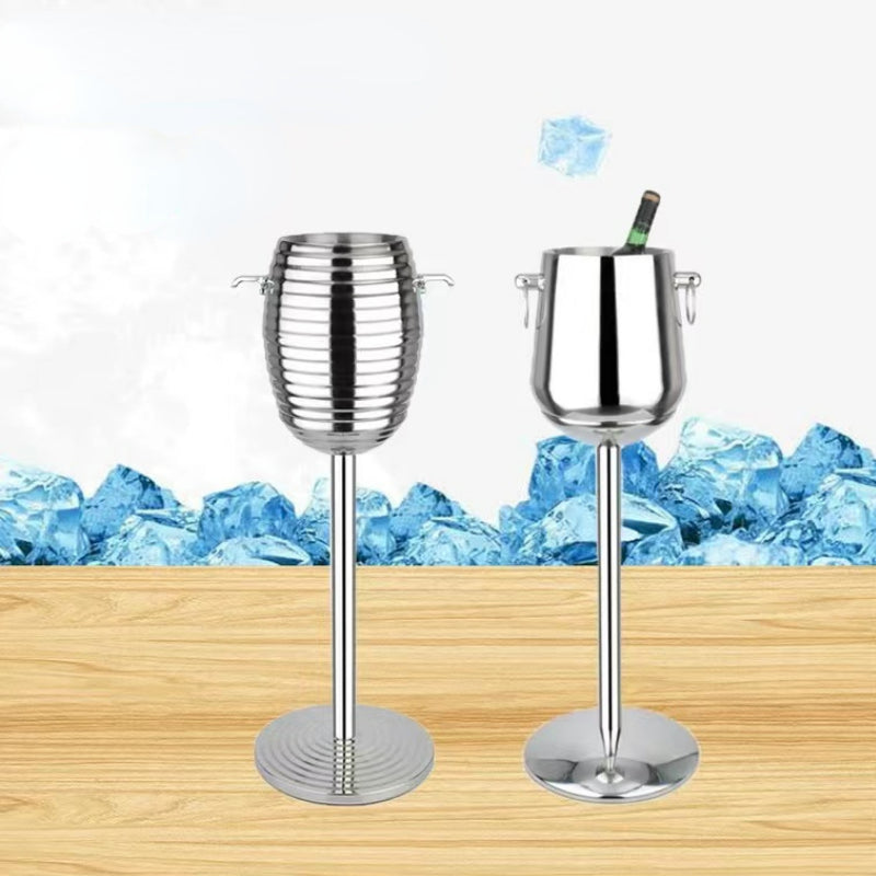 Hotel Restaurant Supplies Stainless Steel Ice Bucket Champagne Bucket Silver Large Metal Ice Bucket with Stand