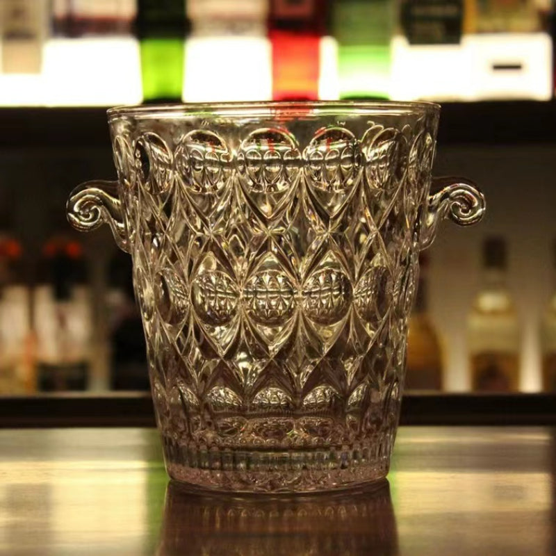 European-style Glass Ice Bucket Transparent Thickened Ice Bucket Drink Red Wine Champagne Transparent Ice bucket for Bar