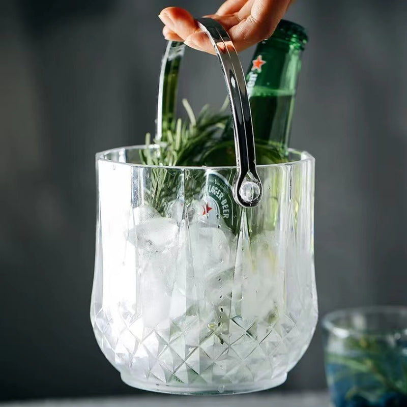 Wholesale Party Bar Transparent Plastic Ice Bucket Cold Wine Special Ice Bucket Portable Plastic Wine Ice Bucket