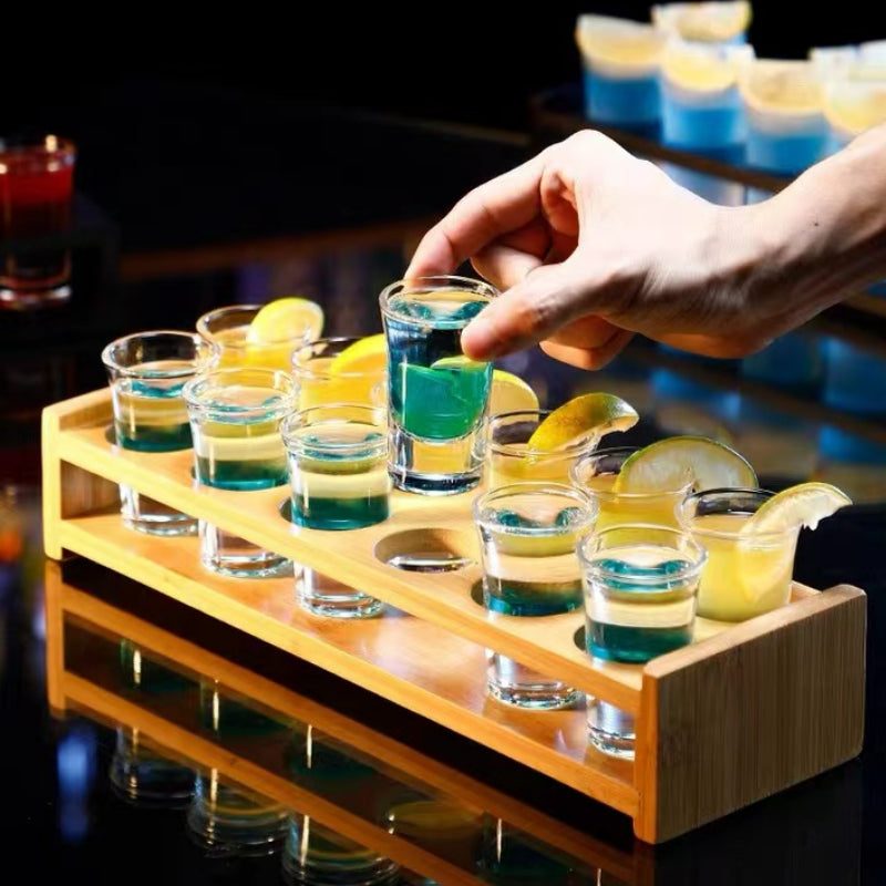 12 Hole Wine Holder-Handmade 12" Natural Shot Glasses Holder