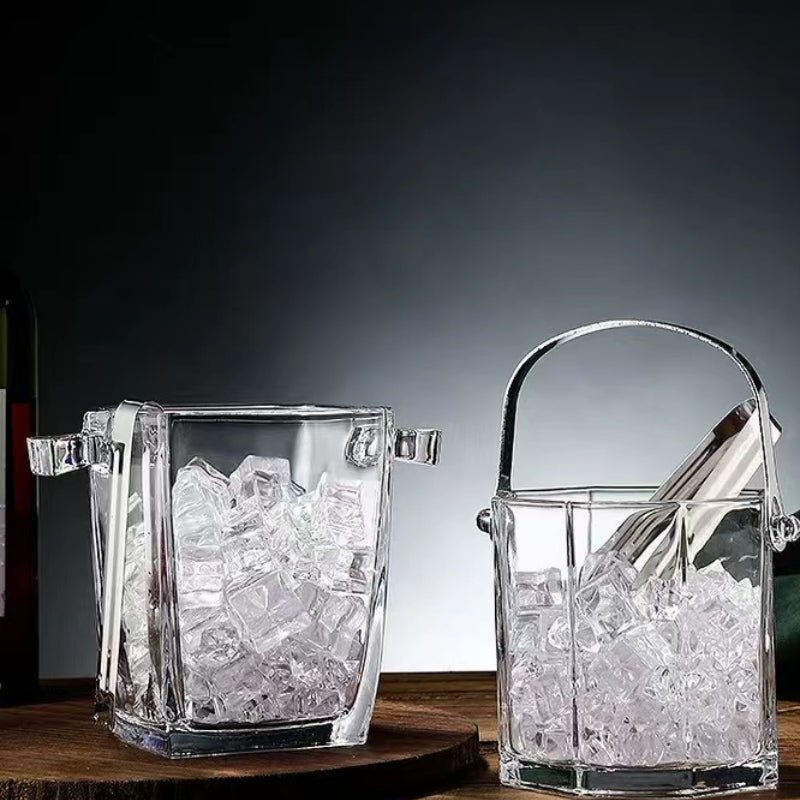 Wholesales Custom Glass Bucket Wine Beer Club Restaurant with Handle Glass Ice Bucket