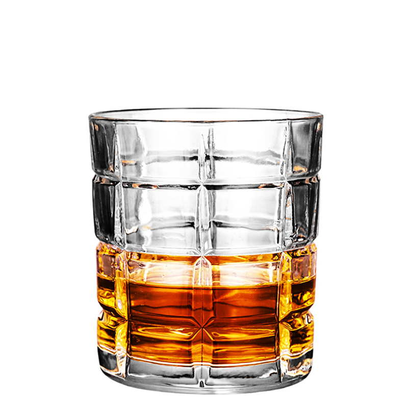 Square Embossed Around Drinking Wine Whisky Glass