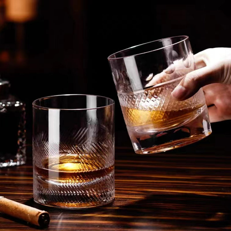 Engraved Crystal Stemless Unbreakable Old-fashioned Whisky Glass