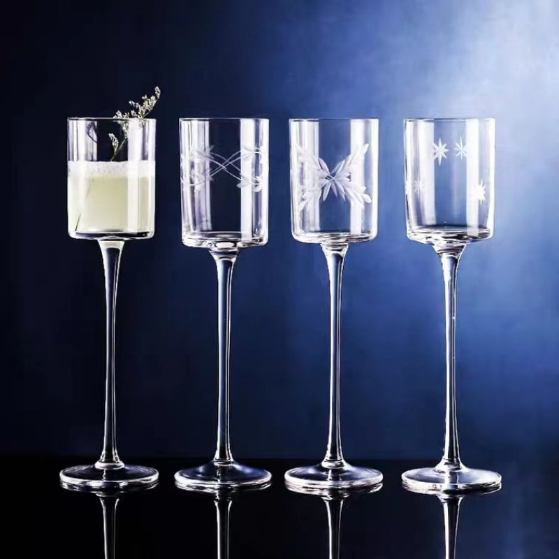Handmade Lead-free Cylinder Glass Goblets 130ml Crystal Red Wine Glasses