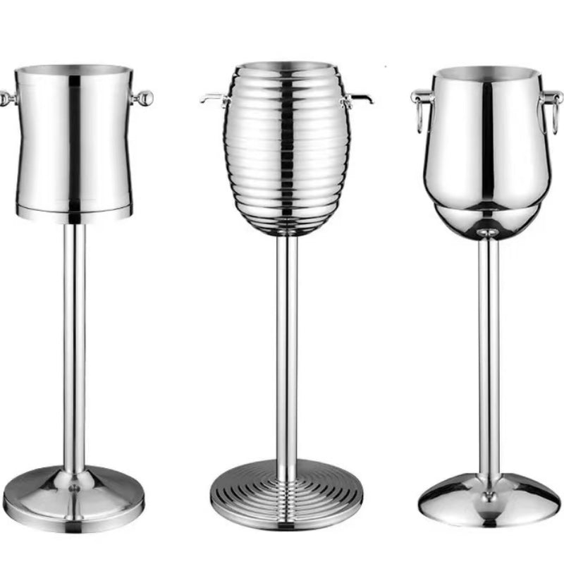 Hotel Restaurant Supplies Stainless Steel Ice Bucket Champagne Bucket Silver Large Metal Ice Bucket with Stand