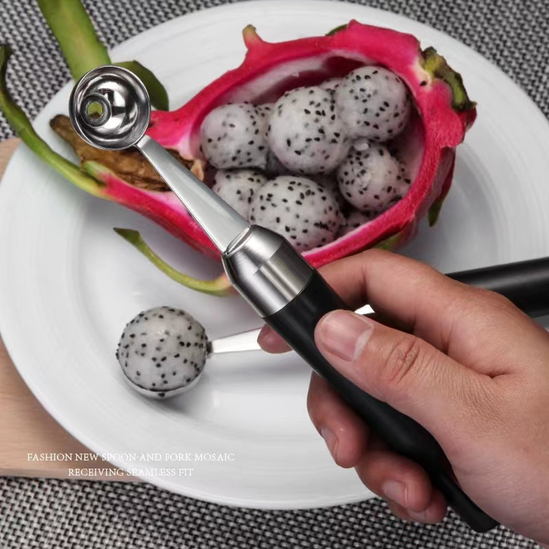 Stainless Steel Fruit Carving Ball Digger Cut Watermelon Ice Cream Dig Ball Spoon Fruit Divider