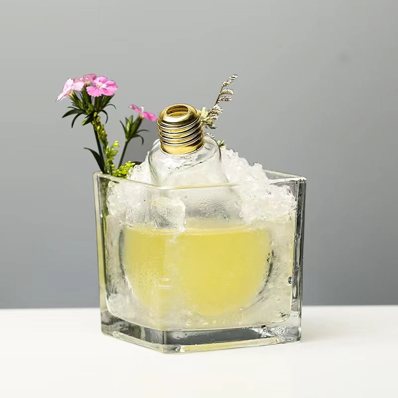 Unique Designed Stylish Wine Glasses,Creative Cocktail Glass Square Base