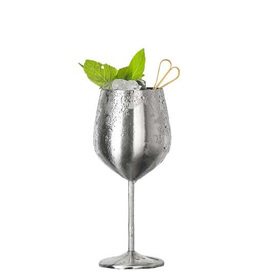 Stainless Steel 695ML Metal Stemmed Wine Glass Shatter Proof,White Red Wine Cocktail Glasses
