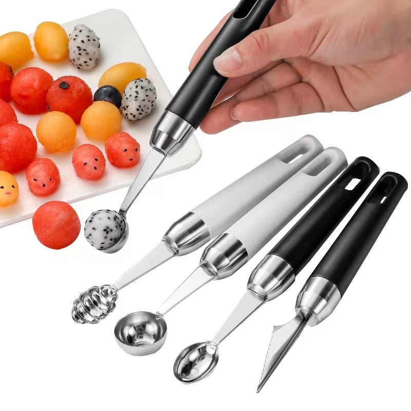 Stainless Steel Fruit Carving Ball Digger Cut Watermelon Ice Cream Dig Ball Spoon Fruit Divider