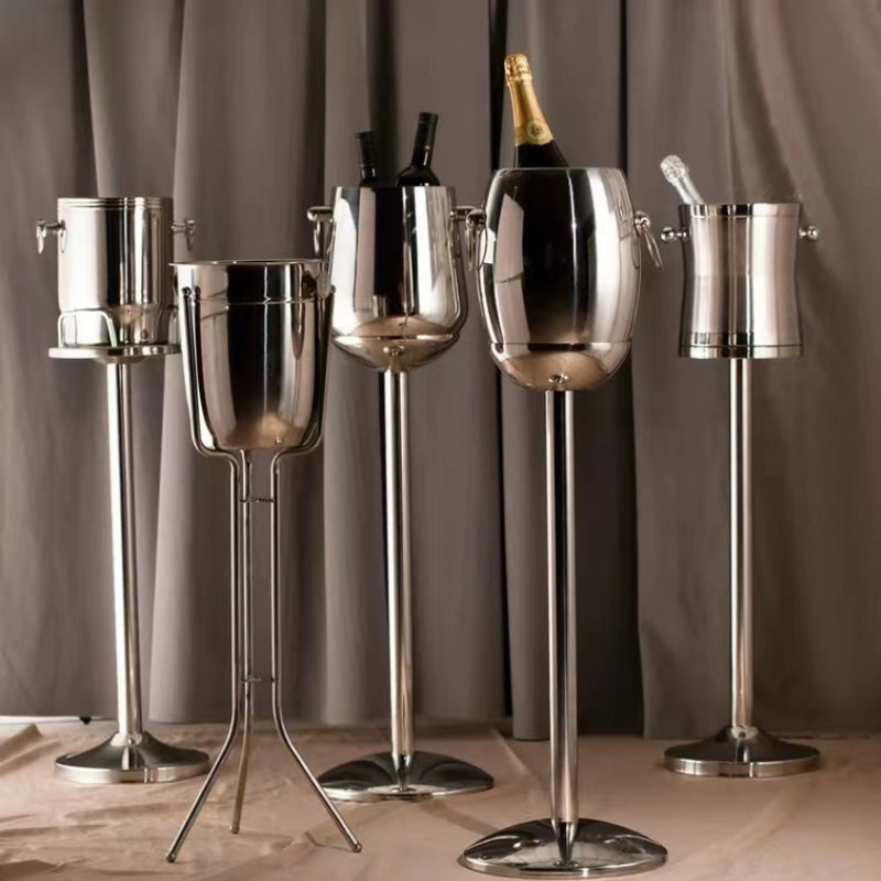 Stainless Steel Large Wine & Champagne Ice Bucket with Bucket Stand