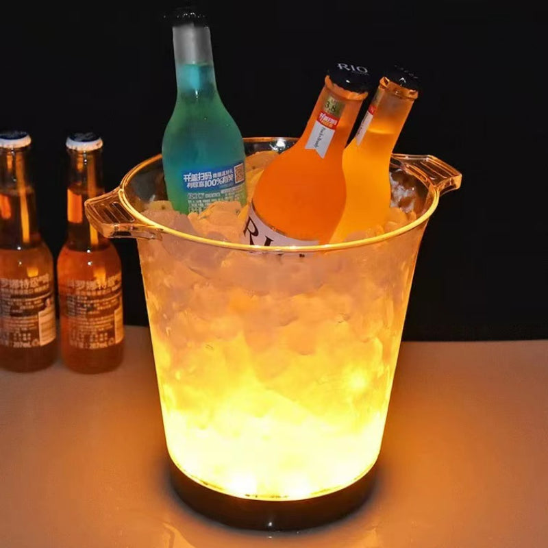 Special LED Glowing Ice Bucket Bar Wine Set Transparent Champagne Beer Bucket Cooler Holder Plastic LED Ice Bucket