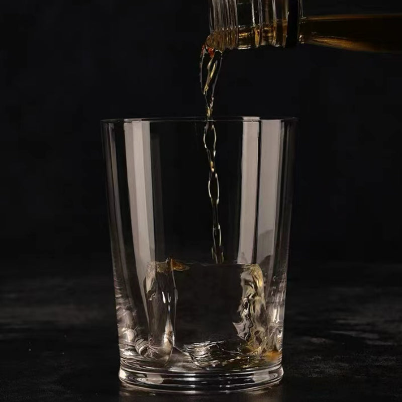 350ML-Hand Blown Etched Heavy Base Crystal Whiskey Glass