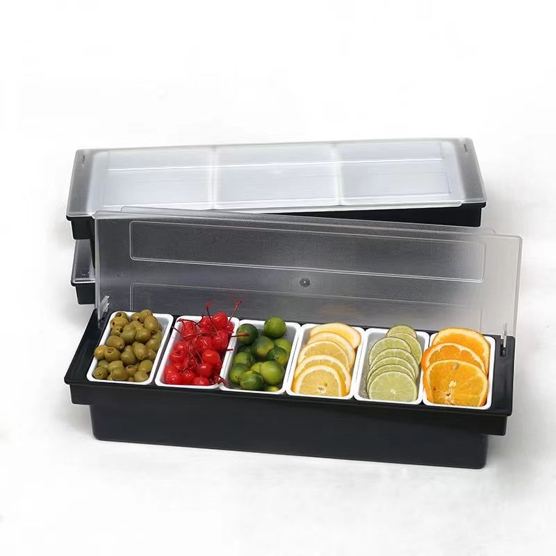 Fruit Storage Box Preservation Box Seasoning Box Bar Bar Compartment with Lid Cocktail Seasoning Box Fruit Box