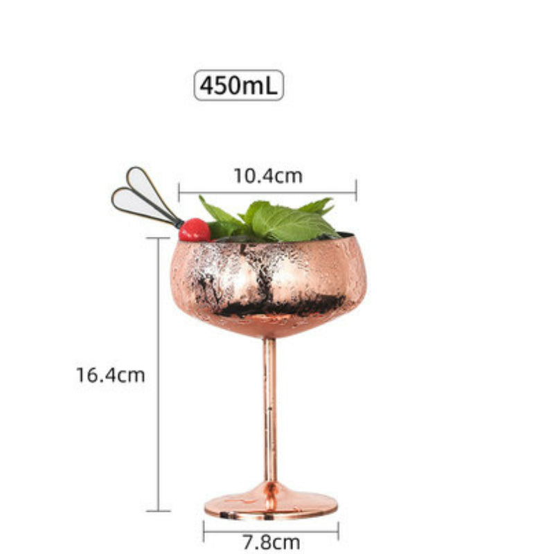 High Quality 450ML Stainless Steel Stem Martini Glasses