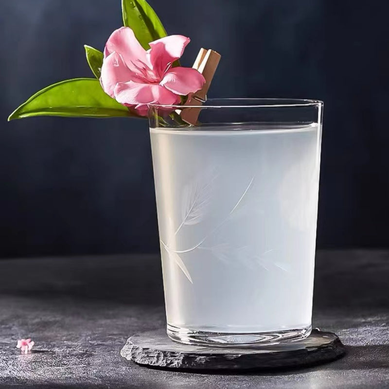 350ML-Hand Blown Etched Heavy Base Crystal Whiskey Glass