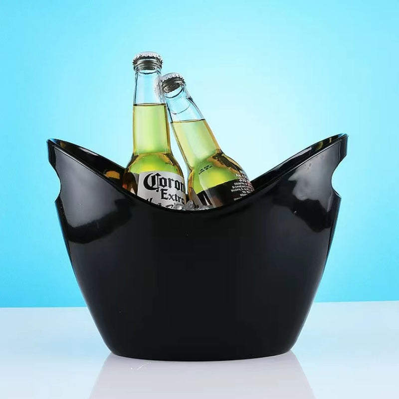 Optional Logo Custom Acrylic Ice Bucket with Handles Beer Plastic Ice Buckets for Party