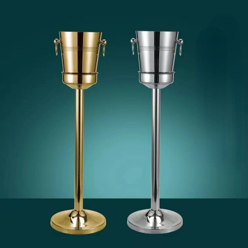 Silver Ice Bucket with Gold Ears and Stand for Bar Restaurant Catering Hotel