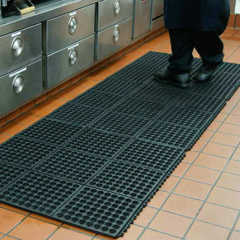 Commercial Anti-Fatigue Drainage Rubber Matting Non-Slip Rubber Drainage Mat Commercial Kitchen Floor Mat Rubber Mat with Holes for Wet Area Use