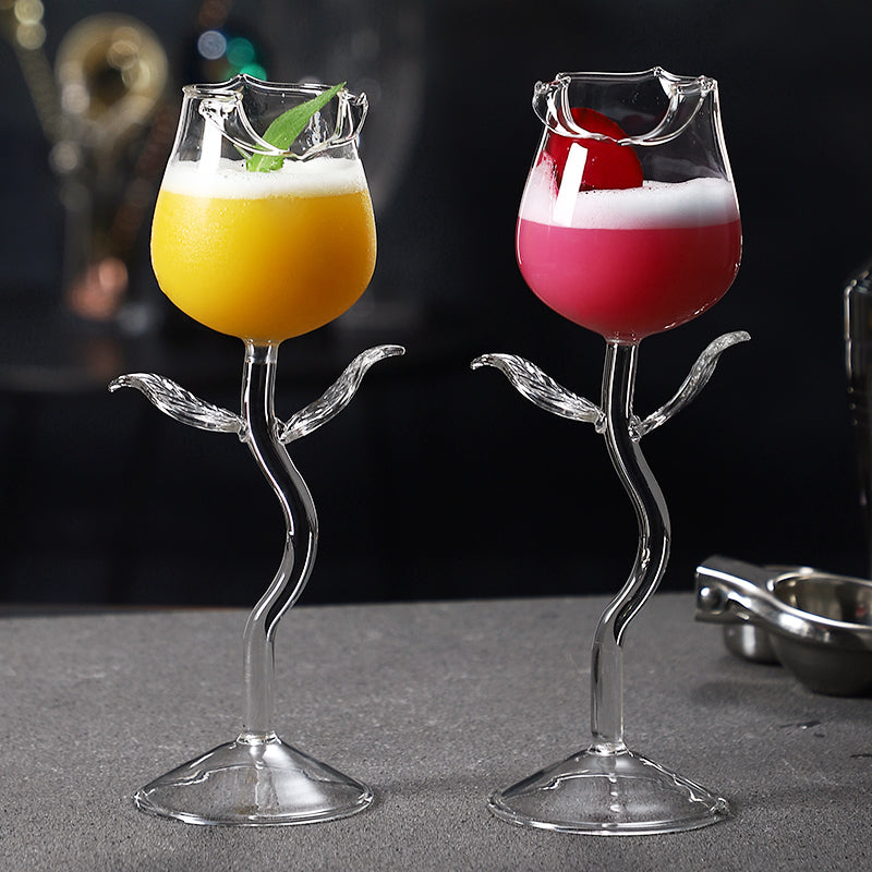 150 ML Cute Rose Flower Design Wine Glass,Unique Creative Rose Shaped Goblet Wine Glass