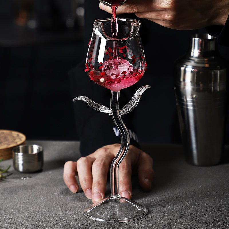 150 ML Cute Rose Flower Design Wine Glass,Unique Creative Rose Shaped Goblet Wine Glass